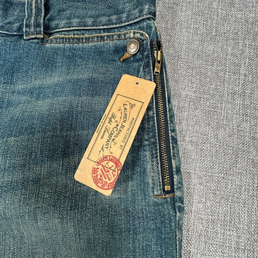 Vintage Lauren Ralph Lauren Denim Bermuda Shorts Womens 12 Chelsea Side Zip NEW